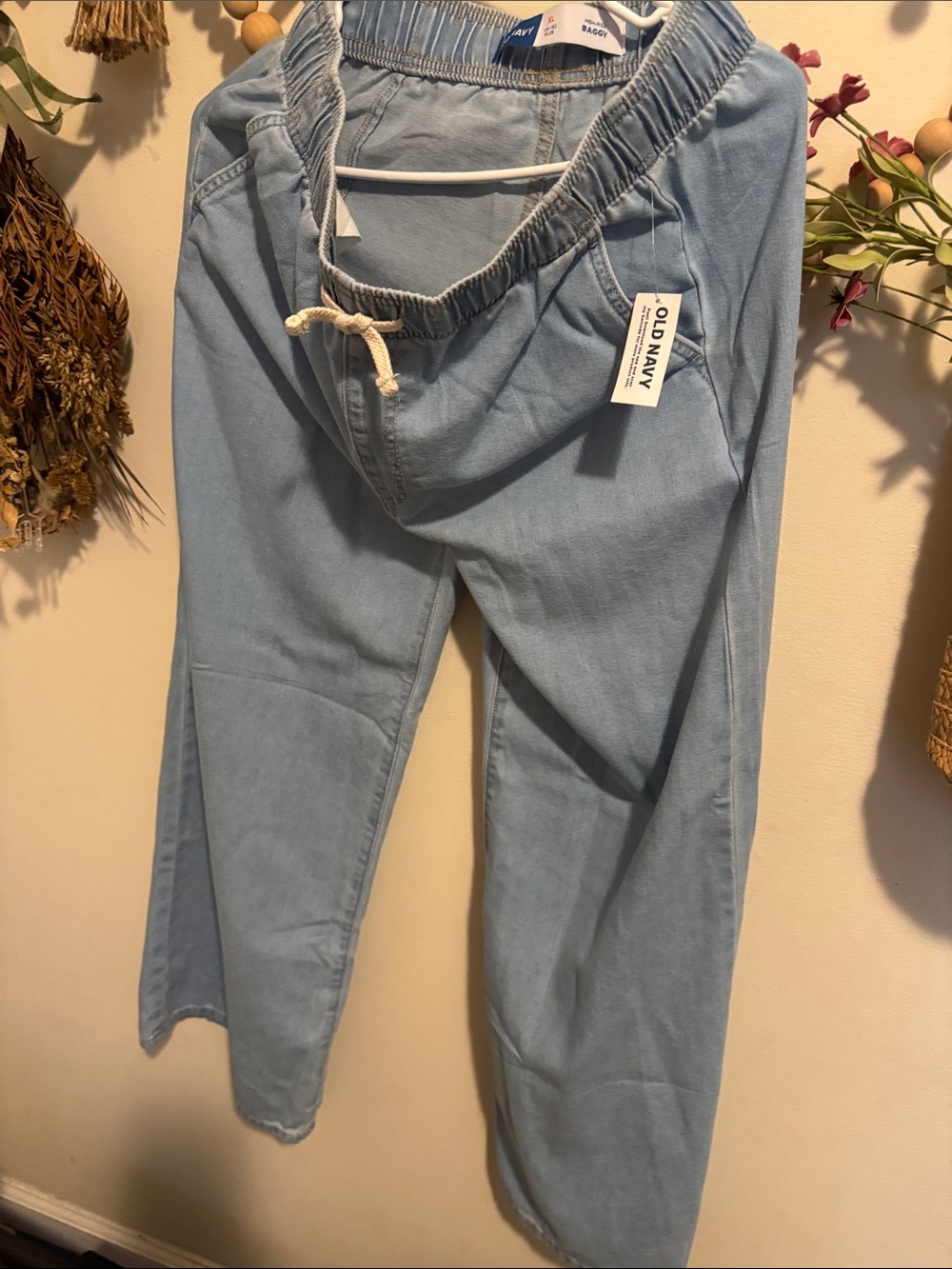 Old Navy Light Blue Drawstring Wide-Leg Pants